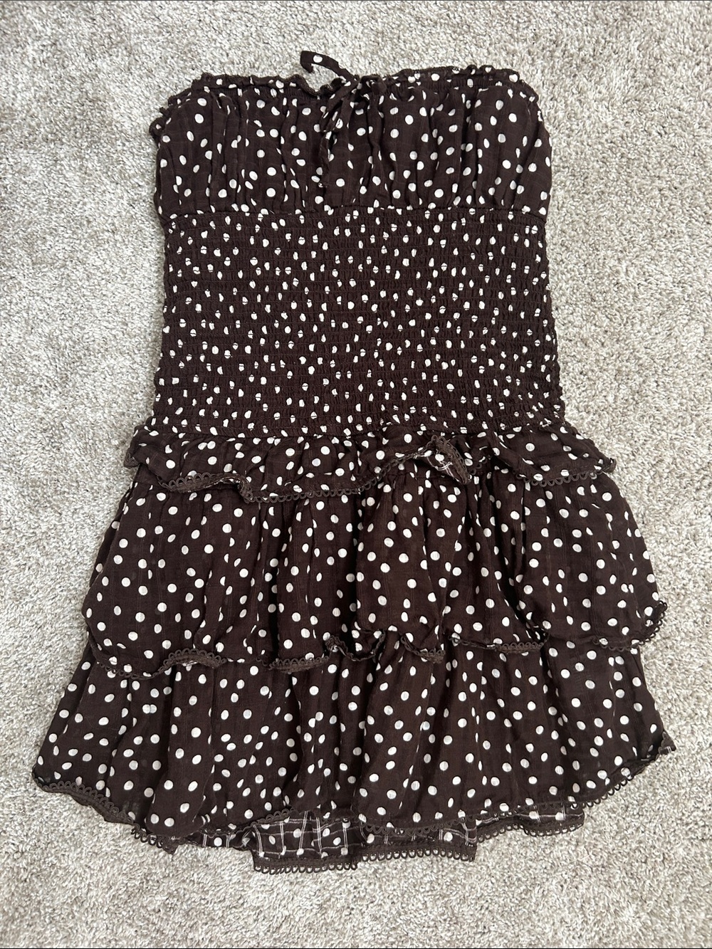 Women’s Brown Polka Dot Strapless Mini Dress WILD FABLE